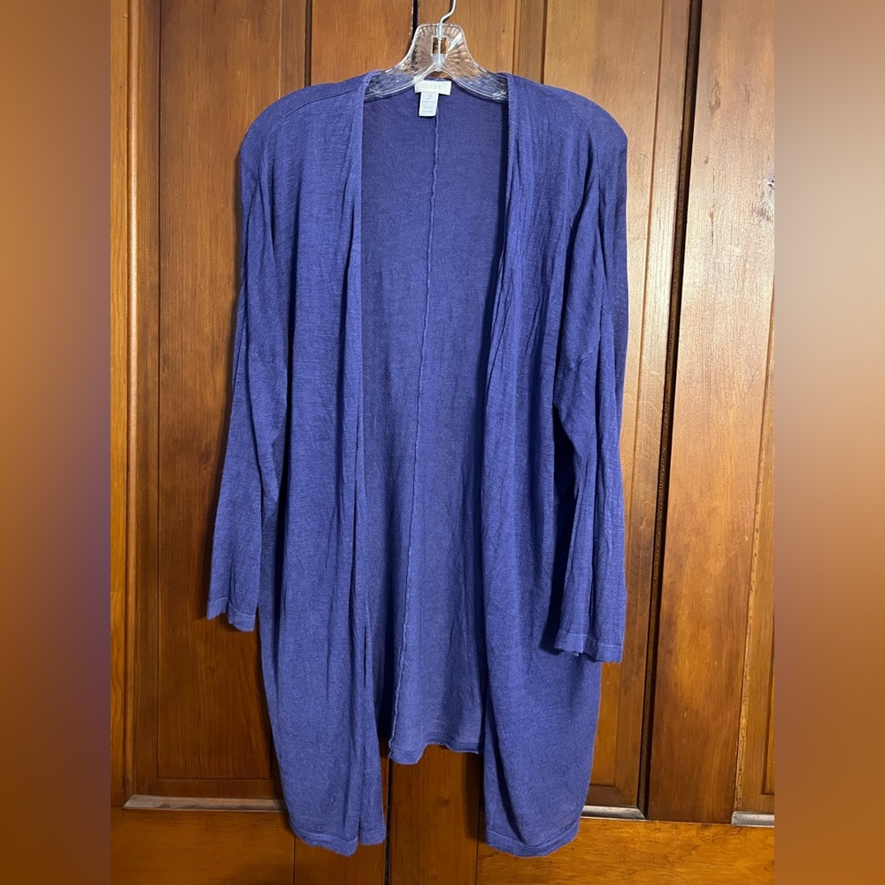 Chico's Purple Open Front 100% Silk Cardigan Sz 3 XL Lightweight Comfy